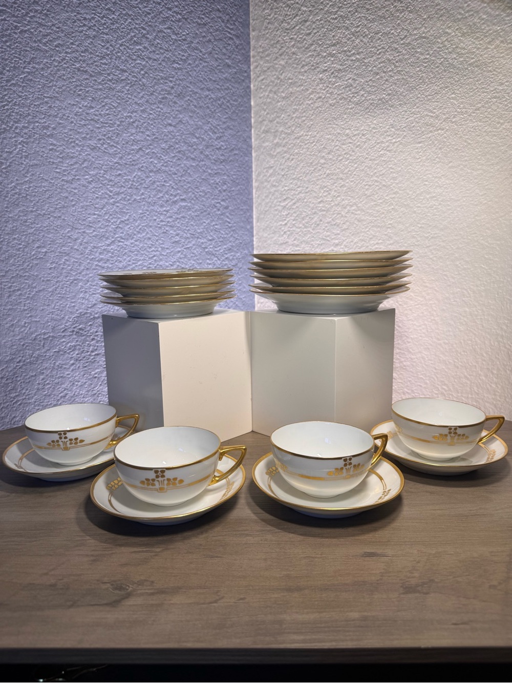 Vintage 1920s-40s Rosenthal Selb Bavaria Gold Trim Tea Set 19 Pc Germany